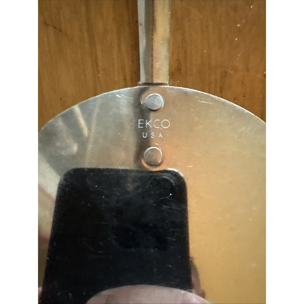 EKCO Vintage MCM Black Handle Slotted Key Hole Spatula Flipper 12
